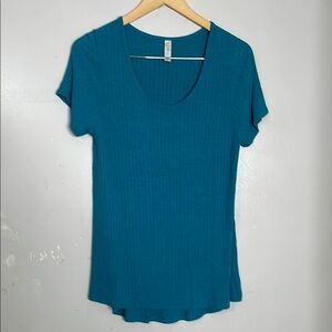 LuLaRoe Blue Ribbed Short Sleeve Tee‎